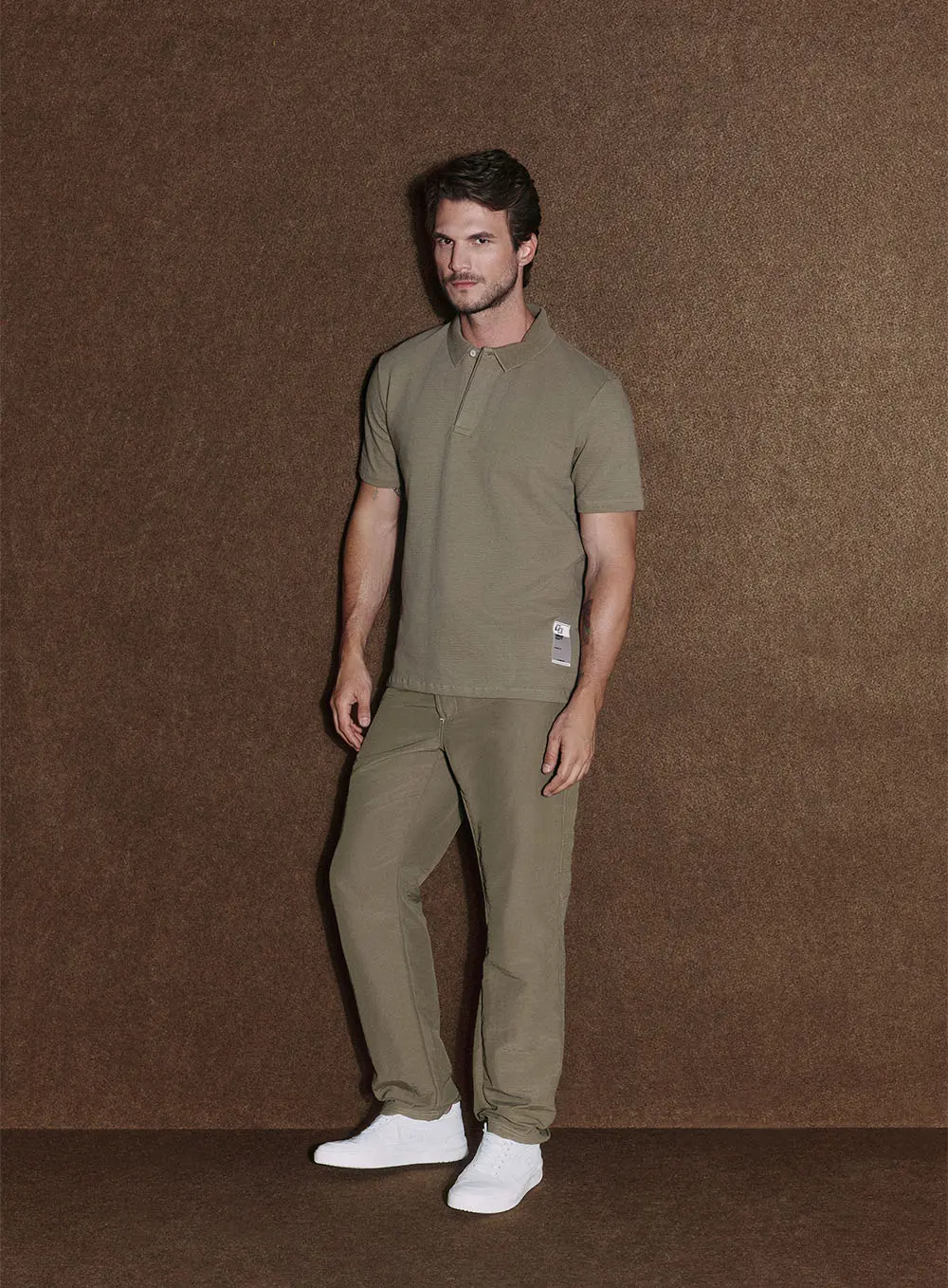 Camisa Polo Texturizada Marrom