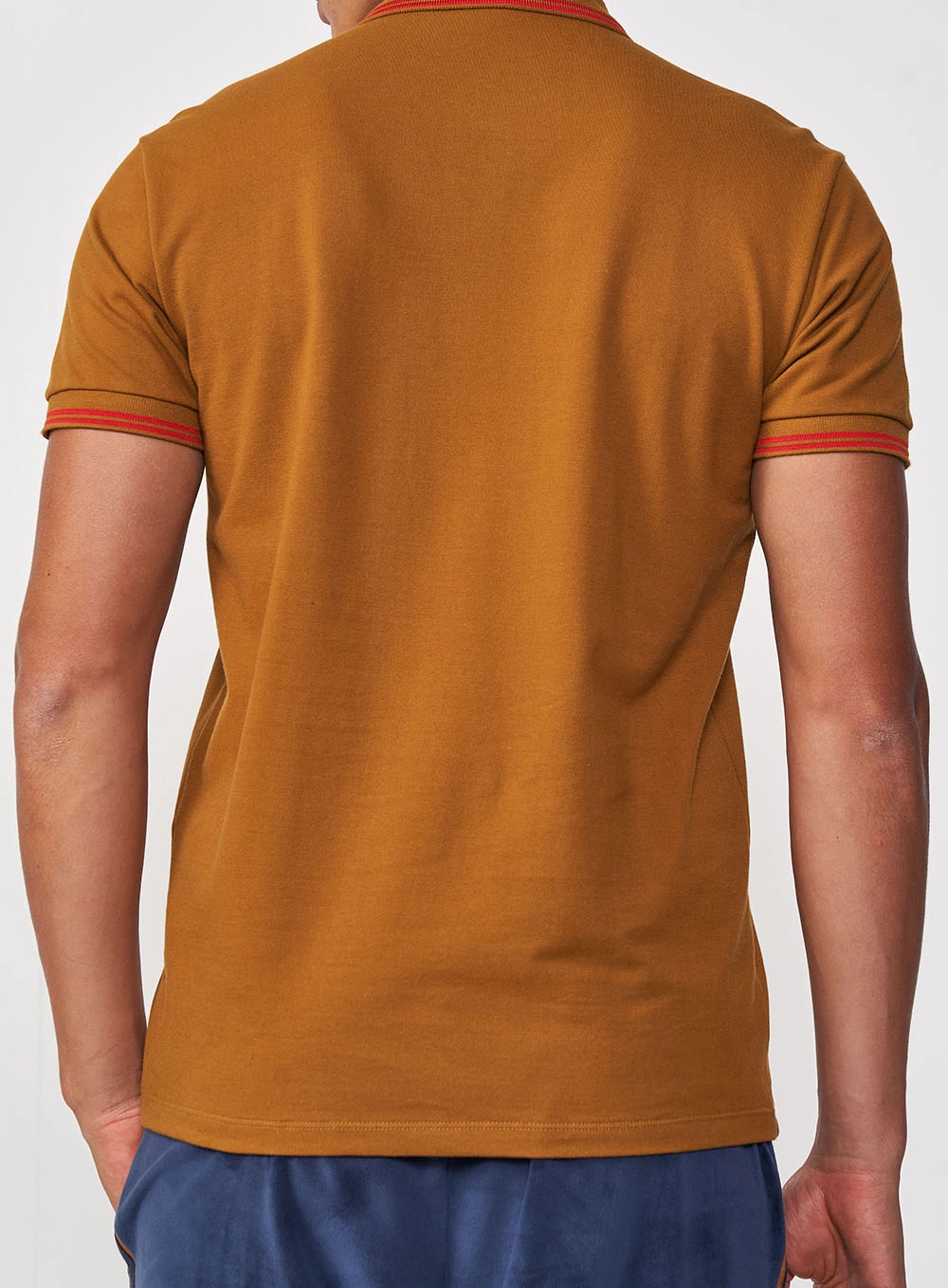 Polo Algodão Piquet Detalhe Contraste Marrom Goldibit
