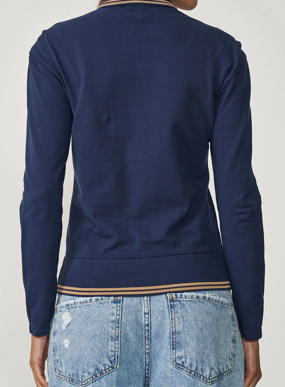 Polo Feminina Comfort Manga Longa Azul Darkness