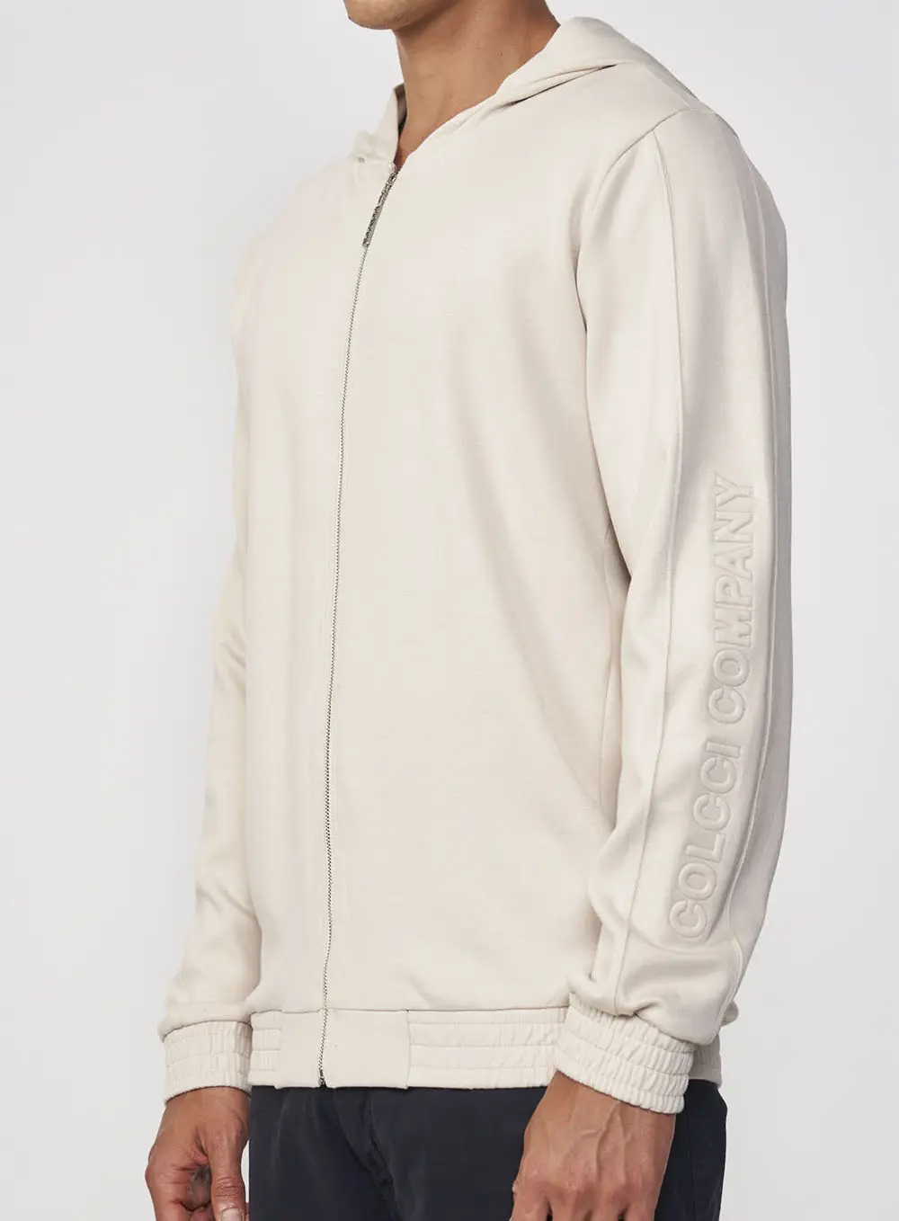 Jaqueta Masculina Estilo Moletom Com Capuz Bege