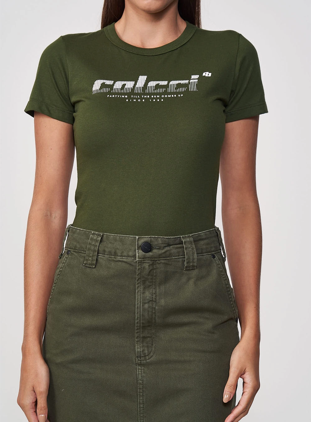 Camiseta Feminina Justa Manga Curta Com Logo Verde