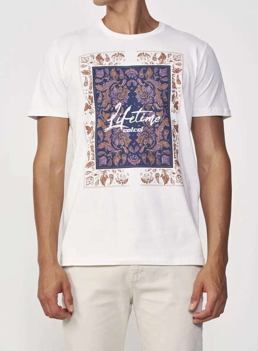 Camiseta Algodão Estampa Quadro Étnico