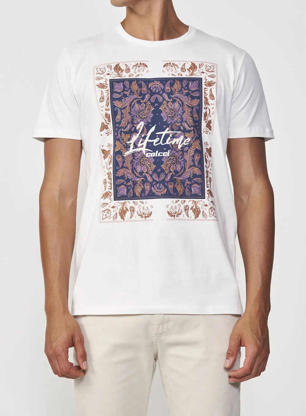 Camiseta Algodão Estampa Quadro Étnico Off Shell