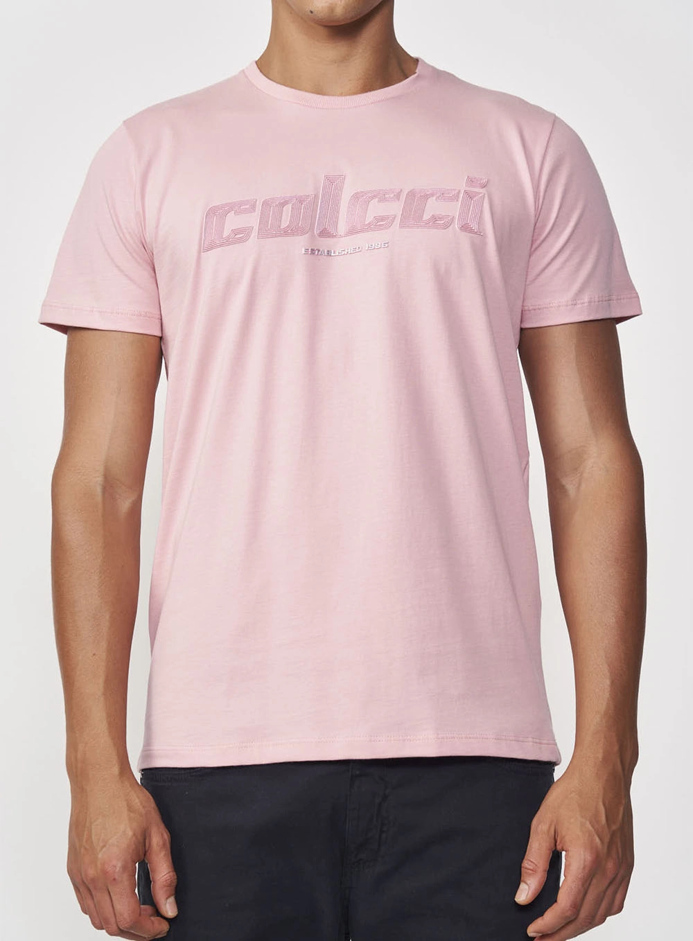 Camiseta Masculina Com Logo Em Alto Relevo Rosa