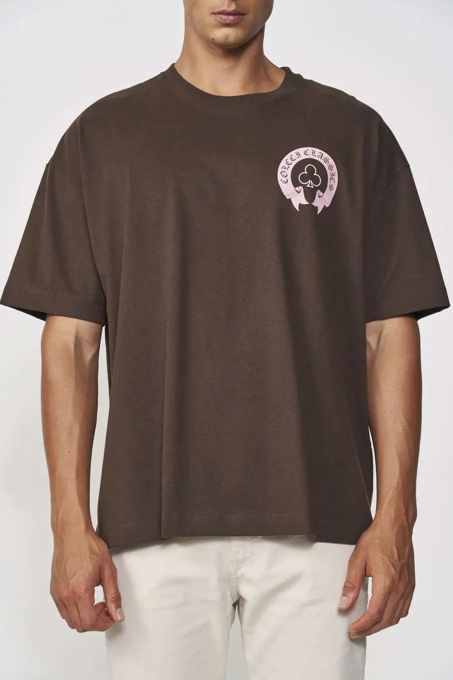Camiseta Masculina Ampla Com Estampa Costas Marrom Coconut