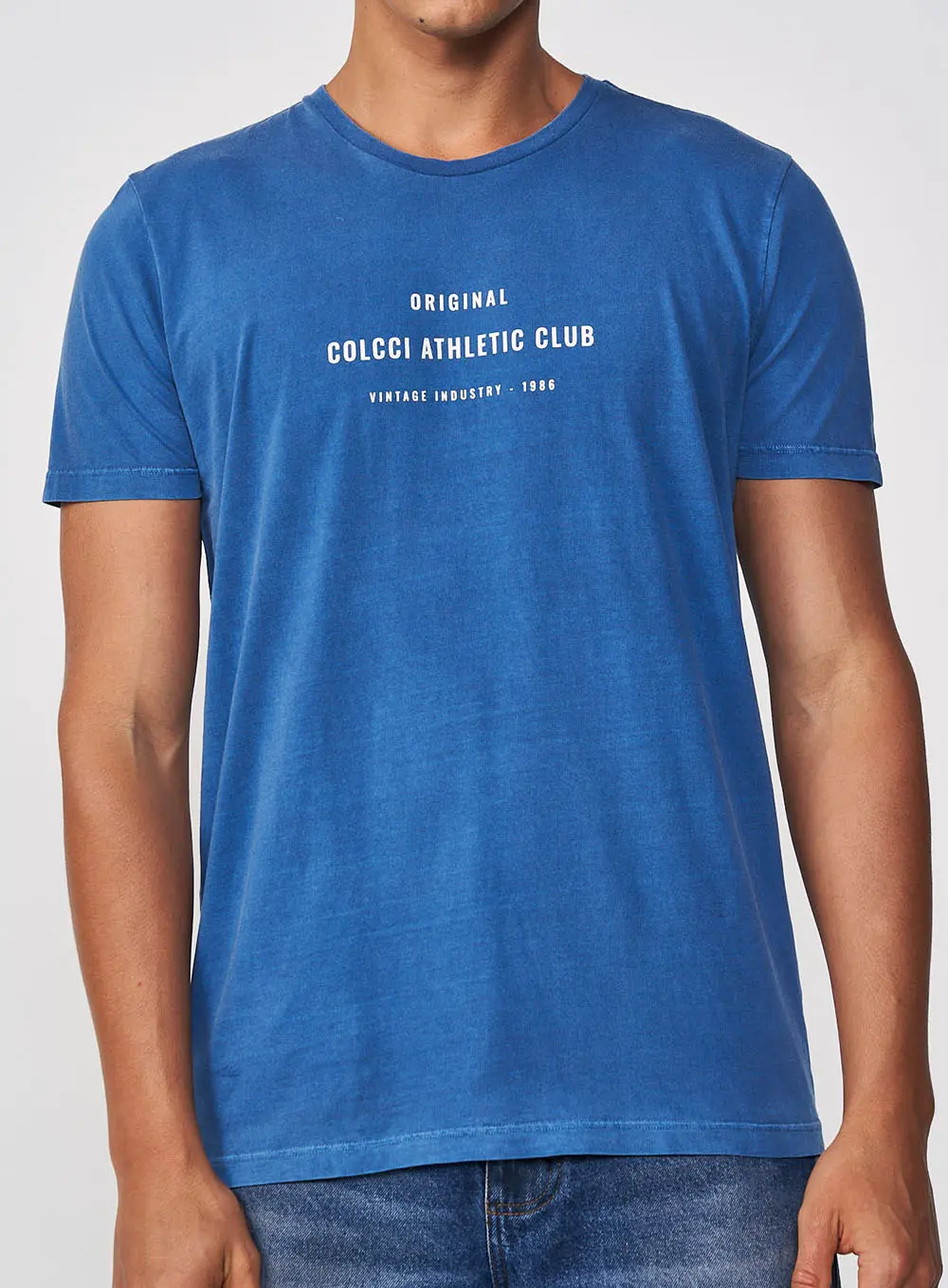 Camiseta Masculina Reta Com Estampa Frontal Azul Windy Blue
