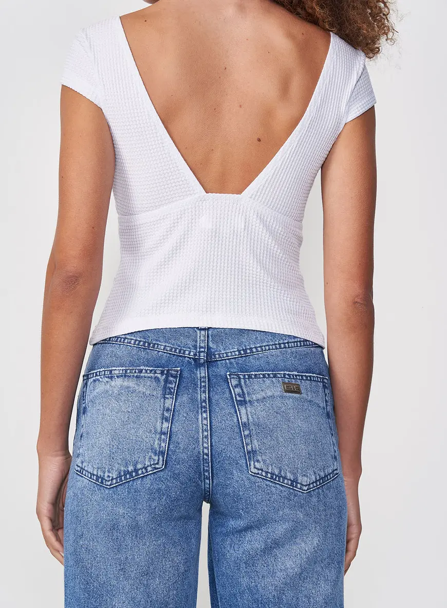 Blusa Feminina Small Costas Vazadas Decote Coração Branco 2