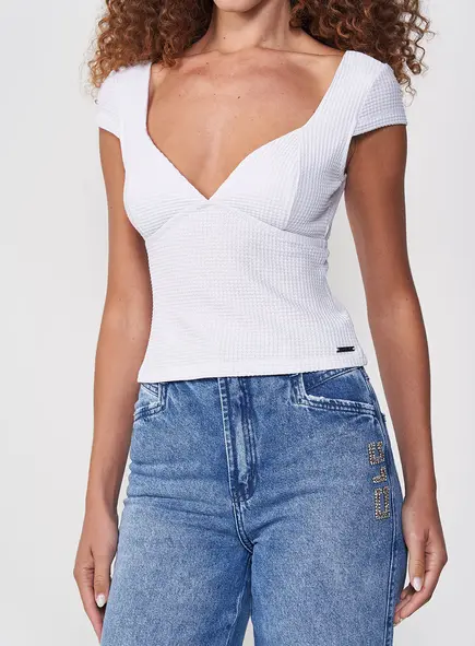 Blusa Feminina Small Costas Vazadas Decote Coração