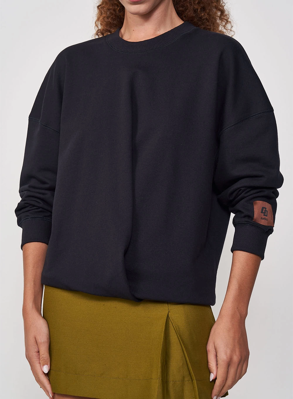 Blusão Moletom Feminino Reto Oversized Preto