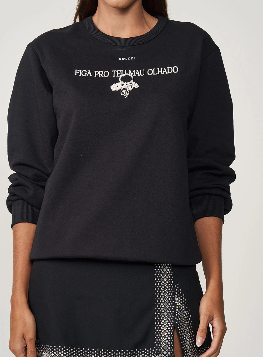 Blusão Feminino Reto Estampado Preto