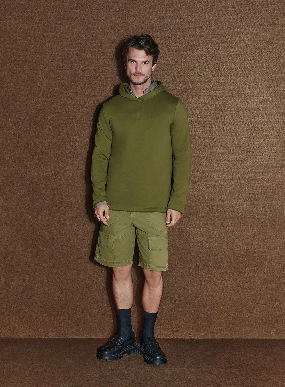 Blusão Moletom Masculino Basic Com Capuz Verde
