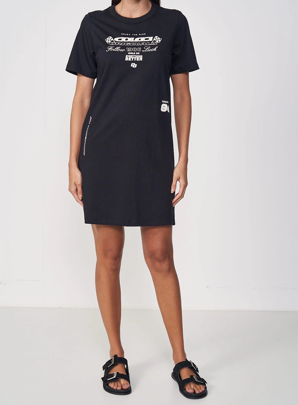 Vestido T-shirt Com Estampa Preto