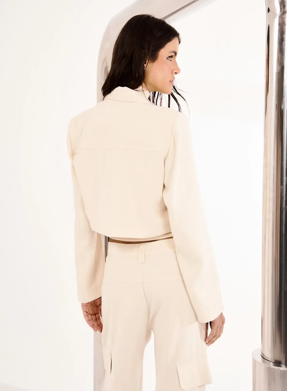 Blazer Feminino Alfaiataria Bege 3
