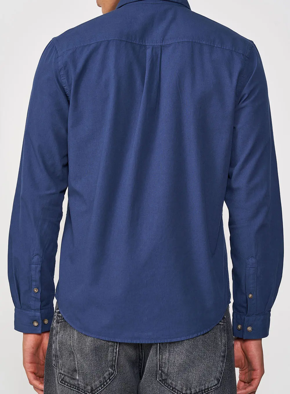 Camisa Relax Lisa Manga Longa Azul