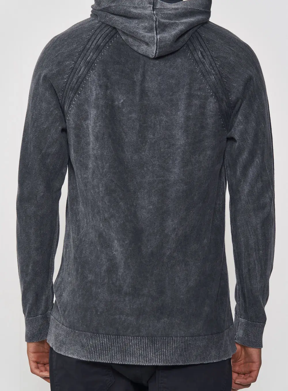 Suéter Masculino Tricô Com Capuz E Bolsos Frontais Preto