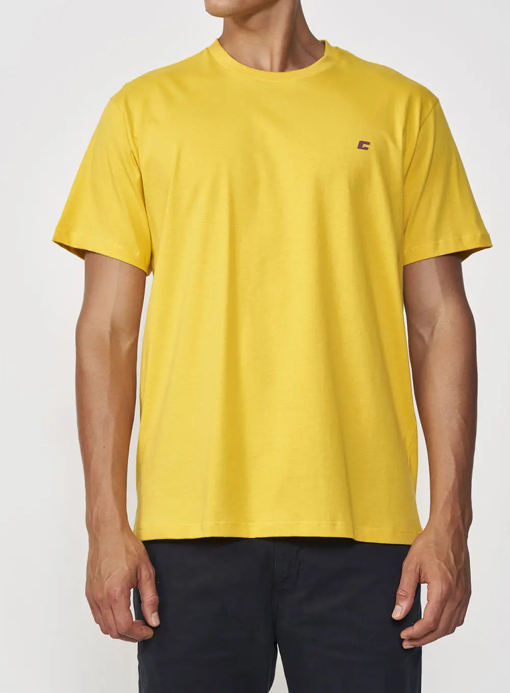 Camiseta Masculina Reta Com Logo Minimalista Amarelo
