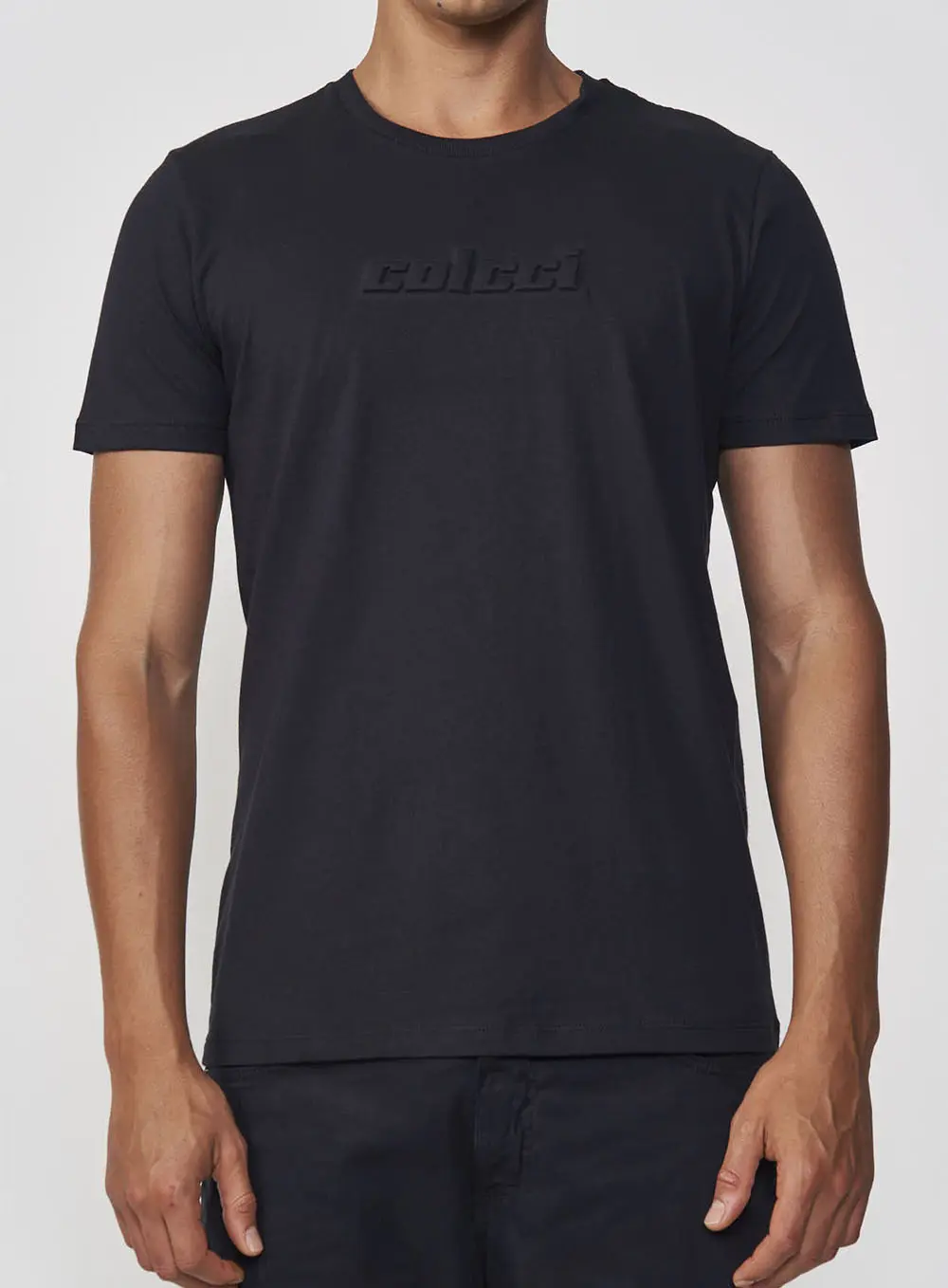 Camiseta Masculina Com Logo Em Alto Relevo Preto