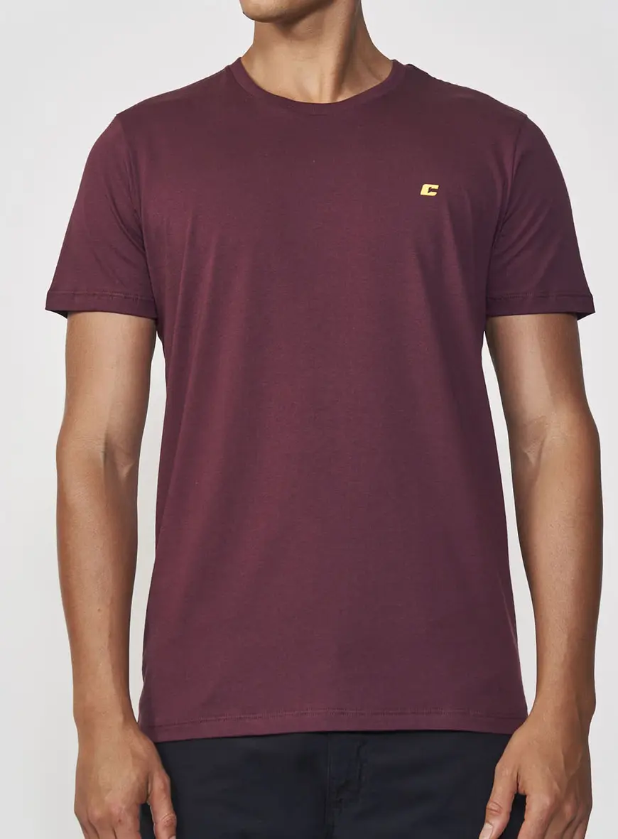 Camiseta Masculina Reta Com Aplicação De Logo