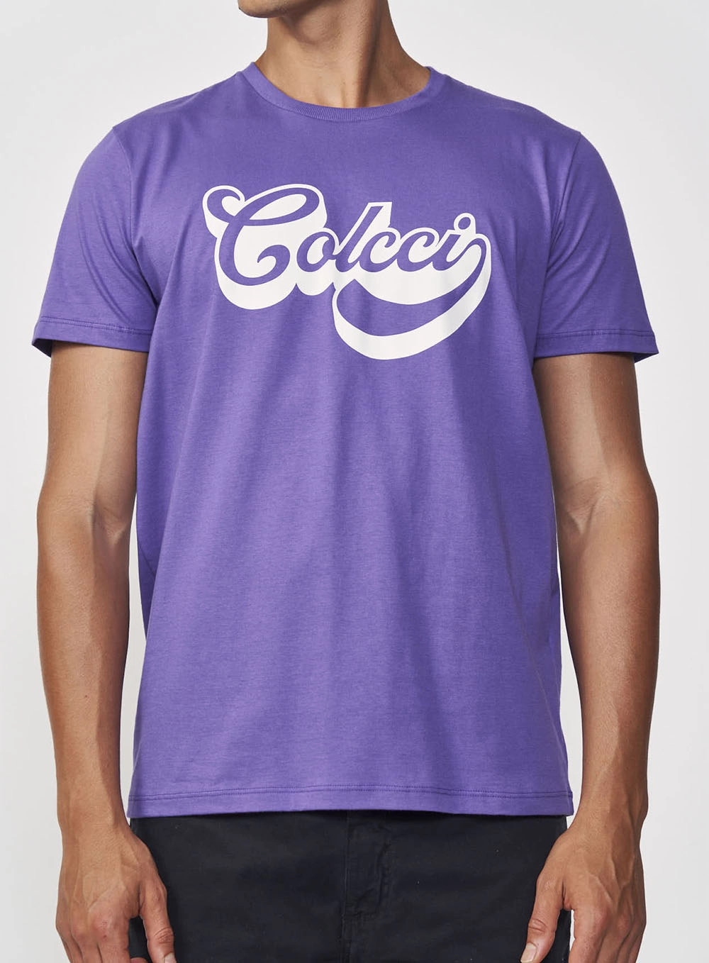 Camiseta Masculina Manga Curta Com Logo Roxo