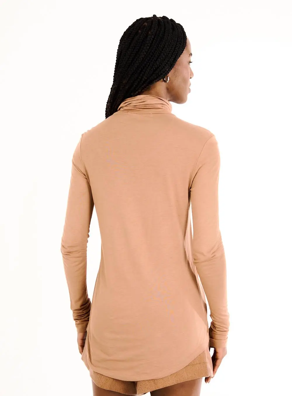 Blusa Feminina Gola Alta Slim Fit Marrom 2
