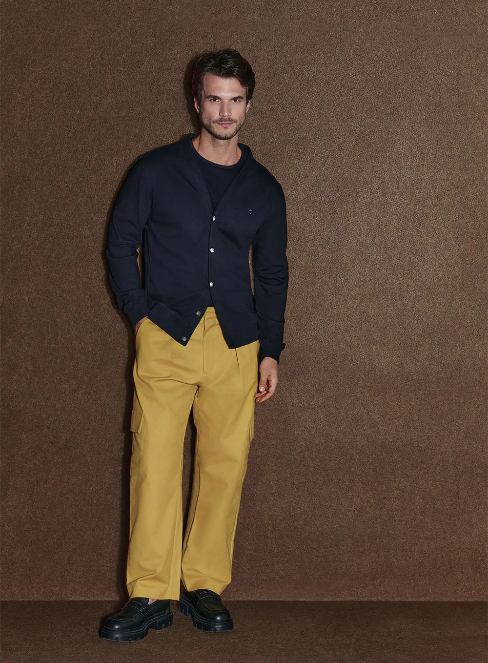 Calça Cargo Amarela Marrom Ebbela