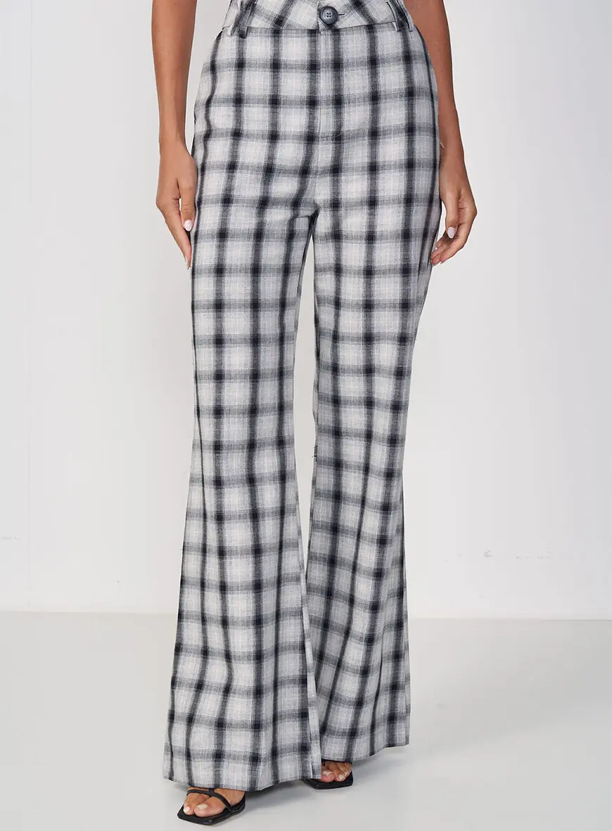 Calça Flare Xadrez Colcci