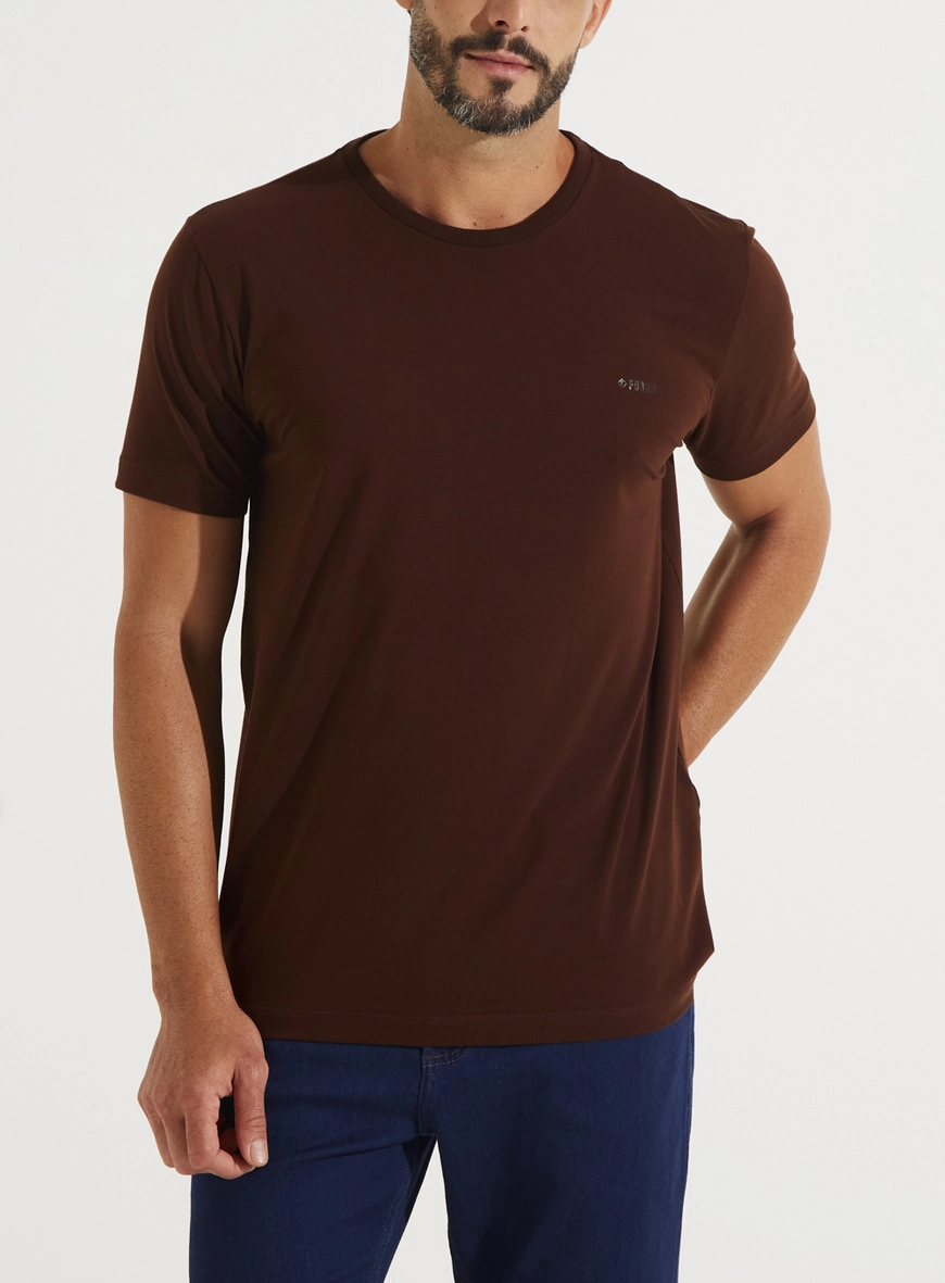 Camiseta Masculina Reta Basic Marrom