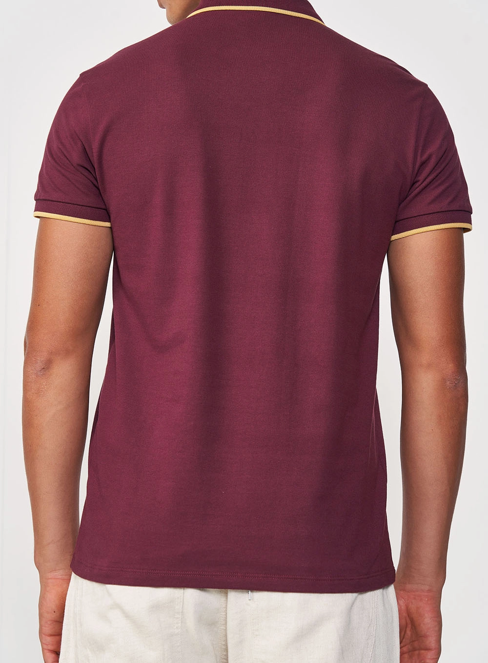 Camisa Polo Masculina Reta Manga Curta Bordo Punch