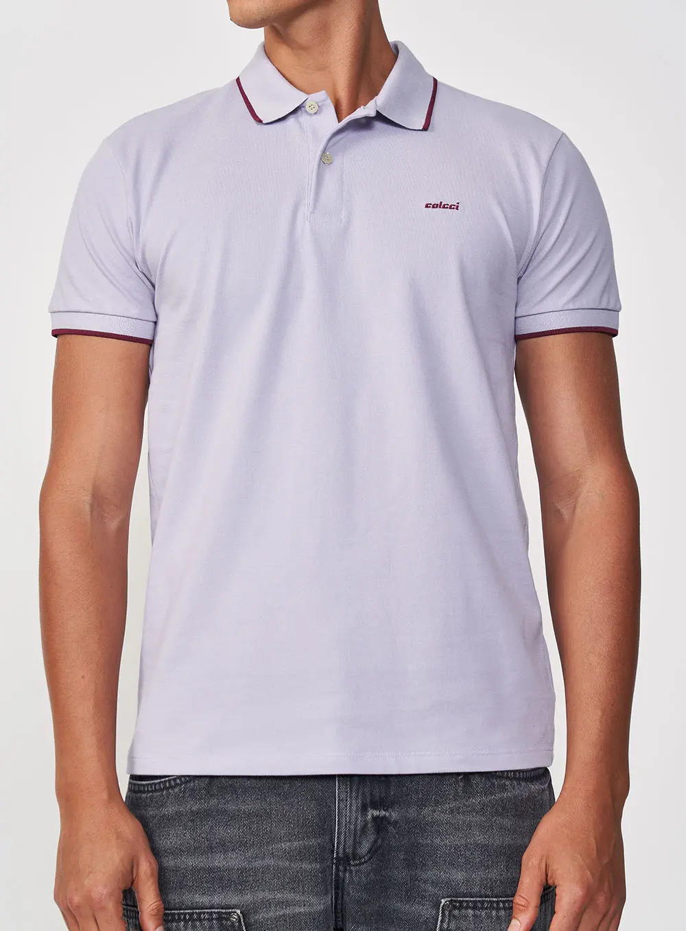 Camisa Polo Com Acabamento Contrastante Roxo