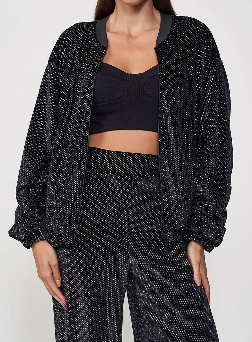 Jaqueta Feminina Bomber Com Brilho