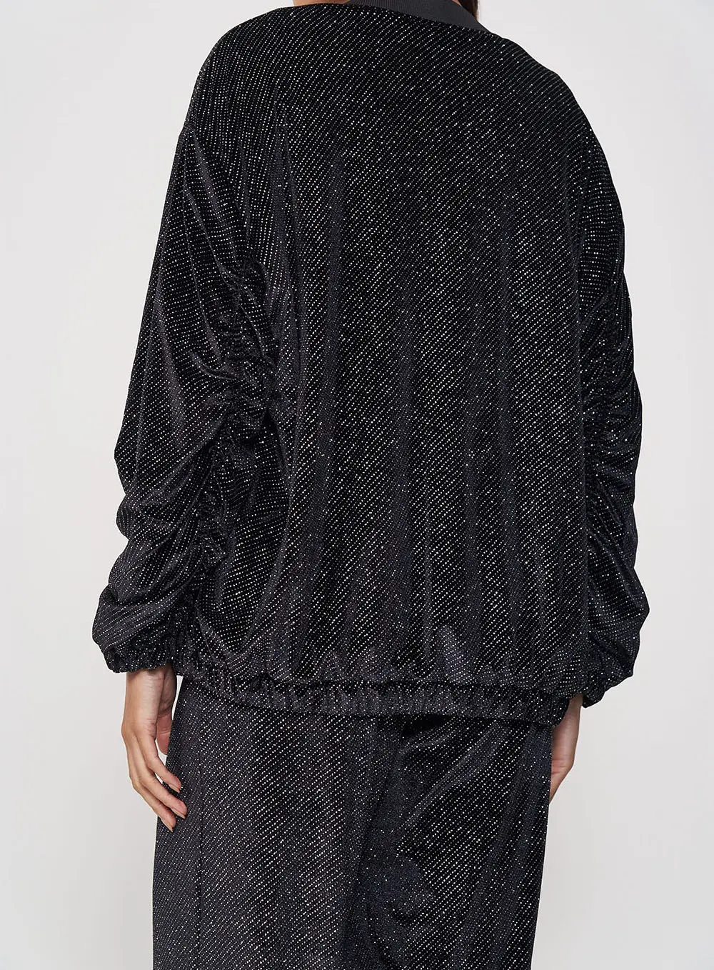 Jaqueta Feminina Bomber Com Brilho Preto
