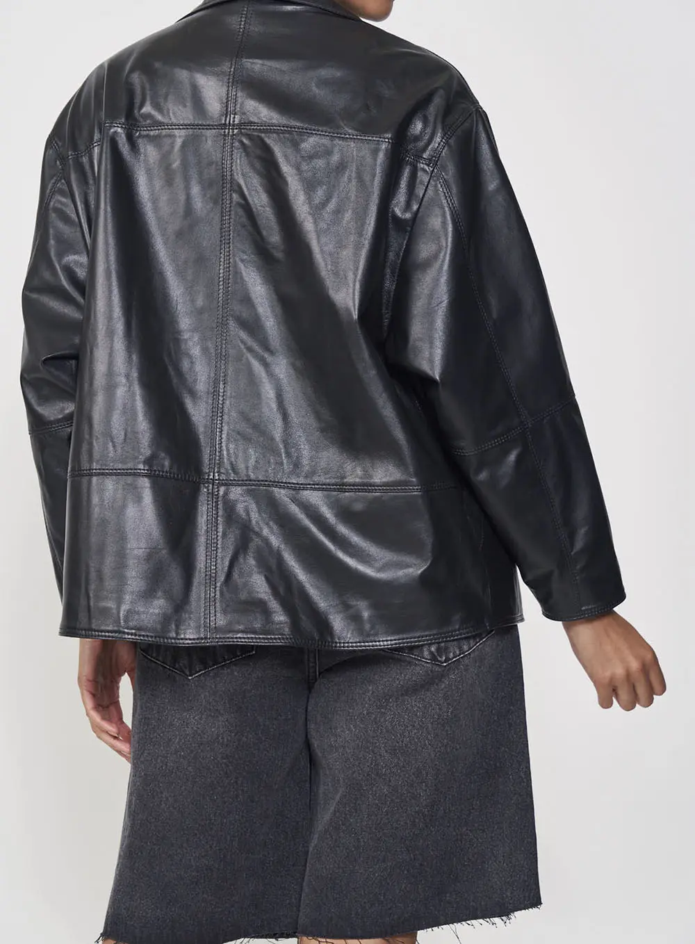 Jaqueta Couro Oversized Preto