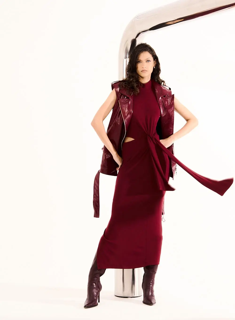 Vestido Com Detalhe Em Amarração Bordo 4