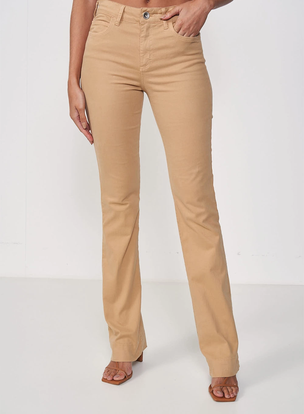 Calça Feminina Sarja Reta - Bia Bege Soybean