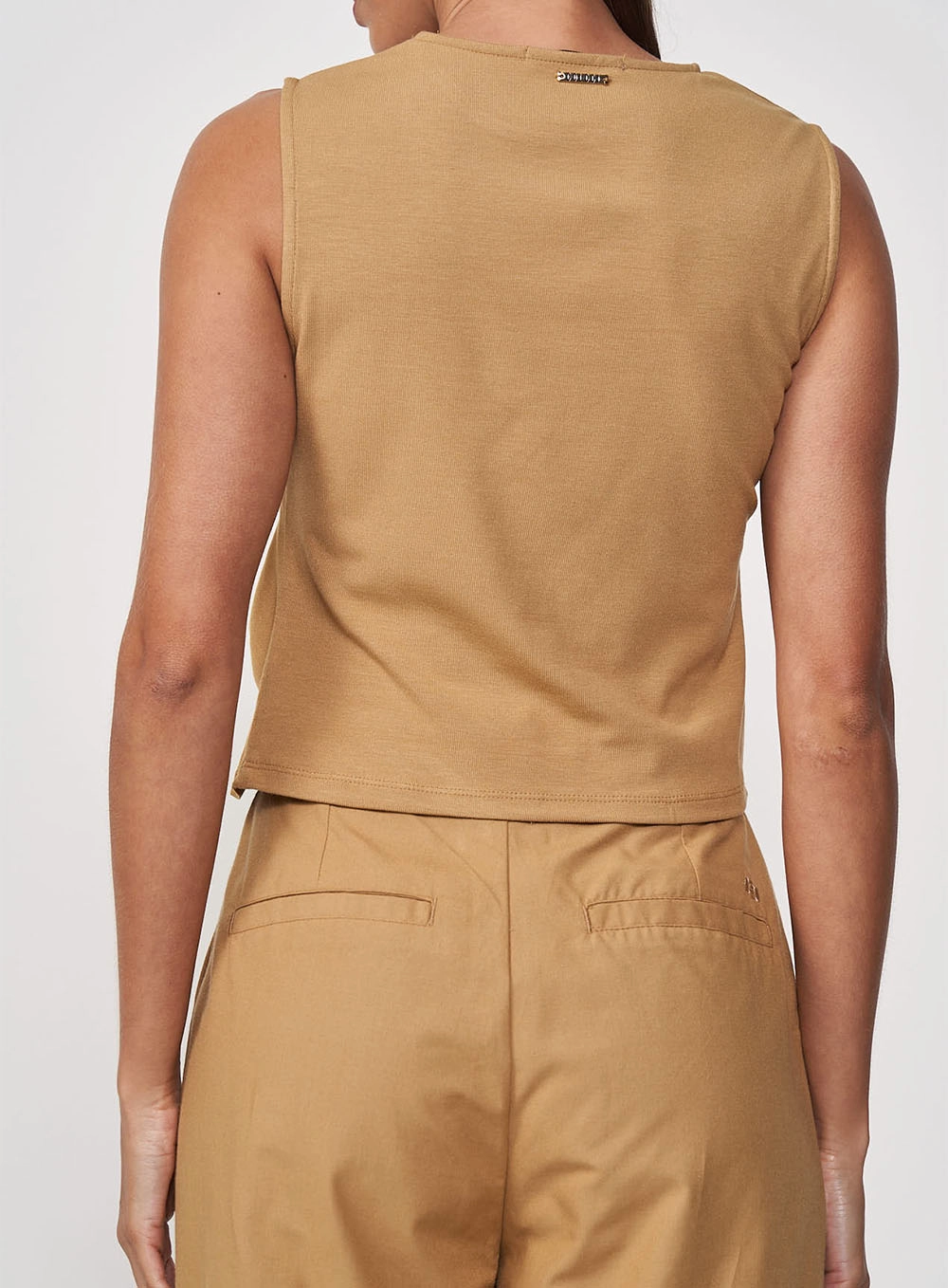 Blusa Reta Com Torção Lateral Bege Soybean