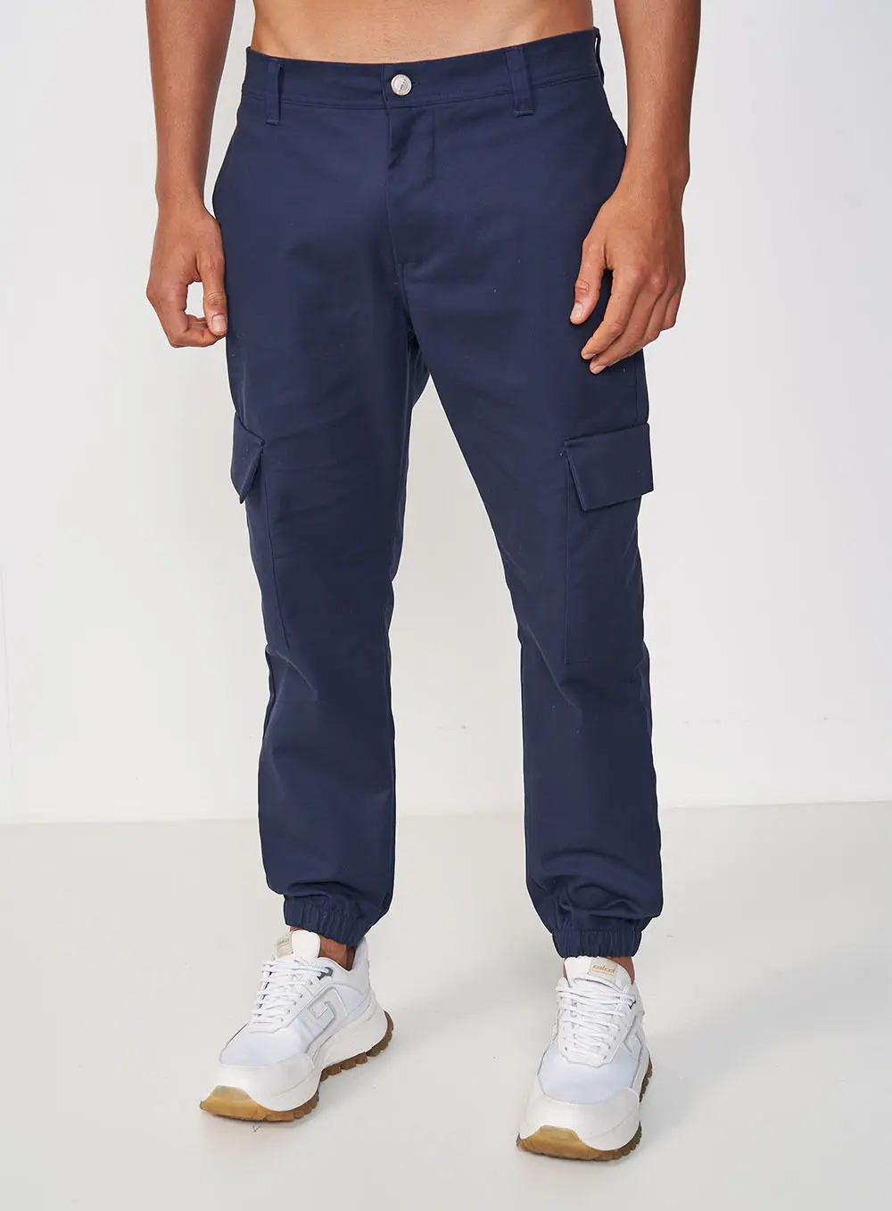 Calça Cargo Com Punho Azul Darkness