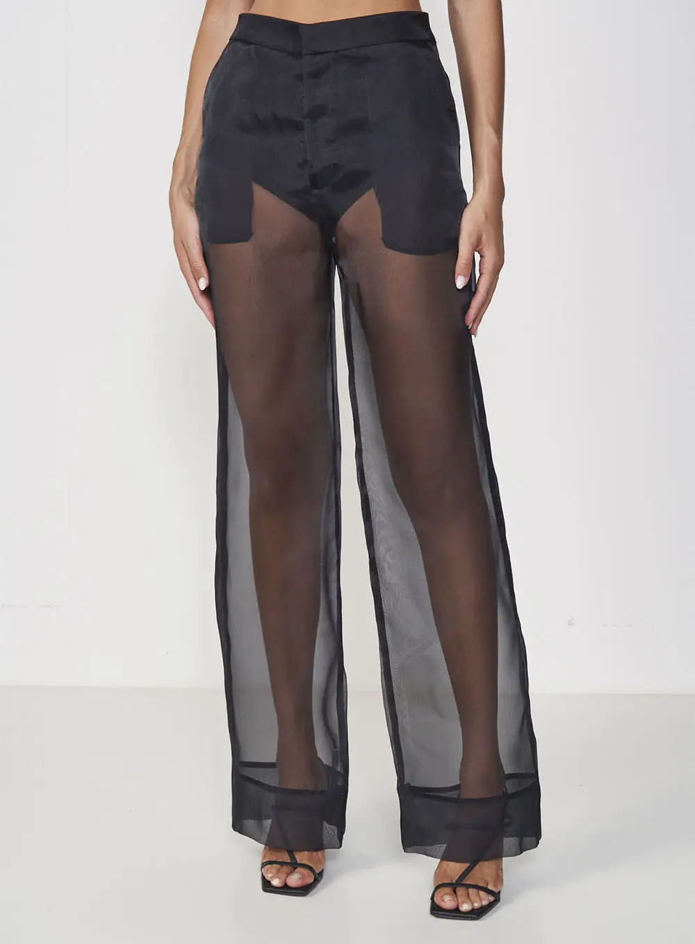 Calça Joana Com Transparência Preto