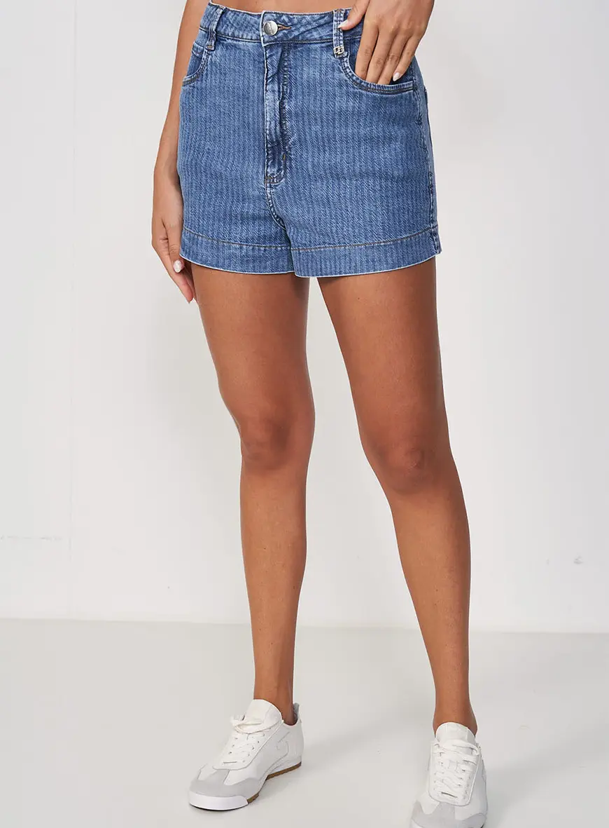 Short Jeans Com Listras - Joana