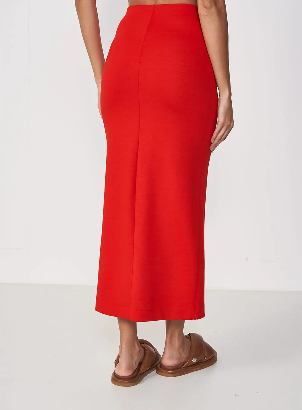 Saia Midi Com Fenda Vermelho