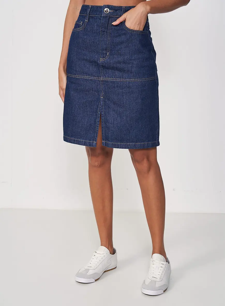 Saia Jeans Midi