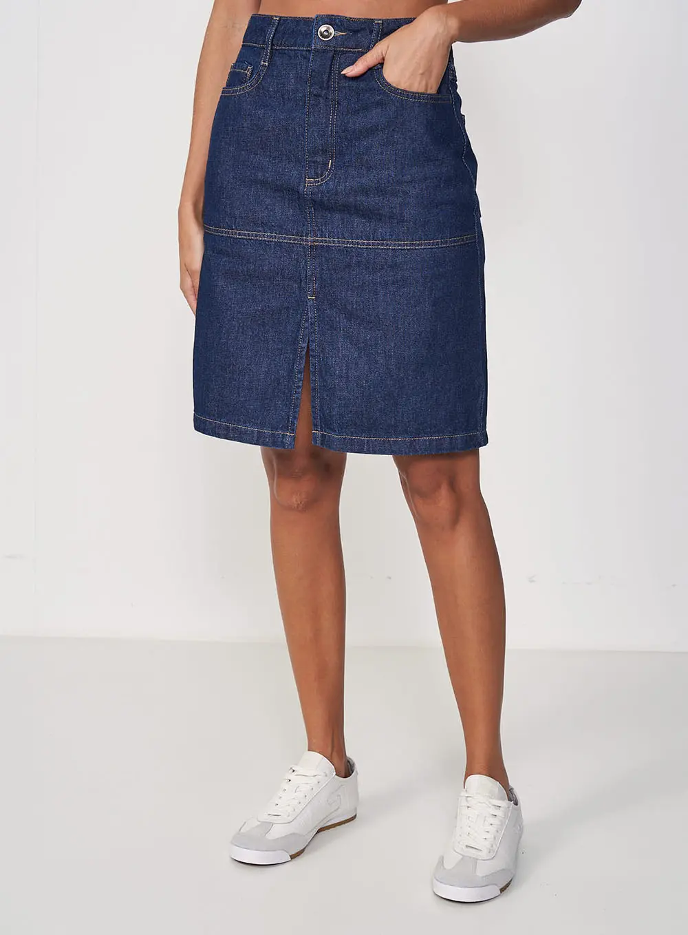 Saia Jeans Midi Índigo