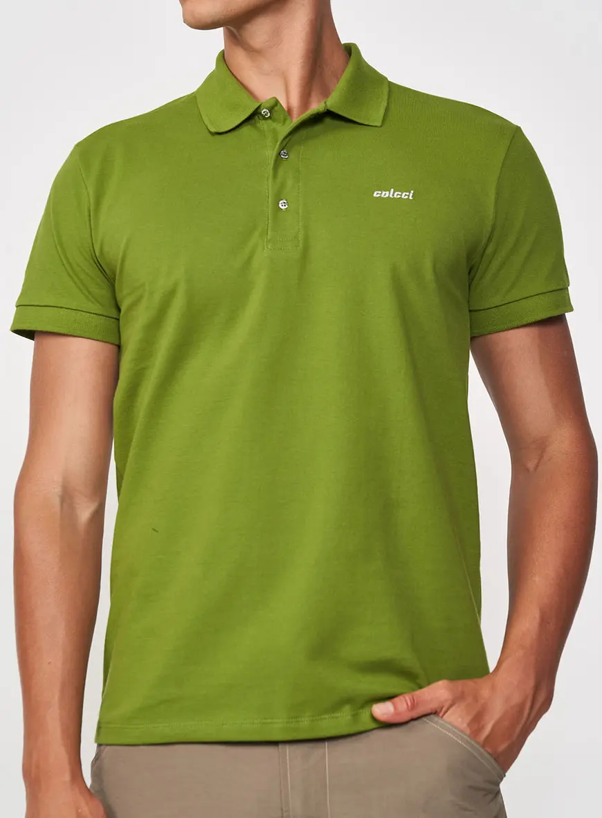 Polo Masculina Ajustada Manga Curta