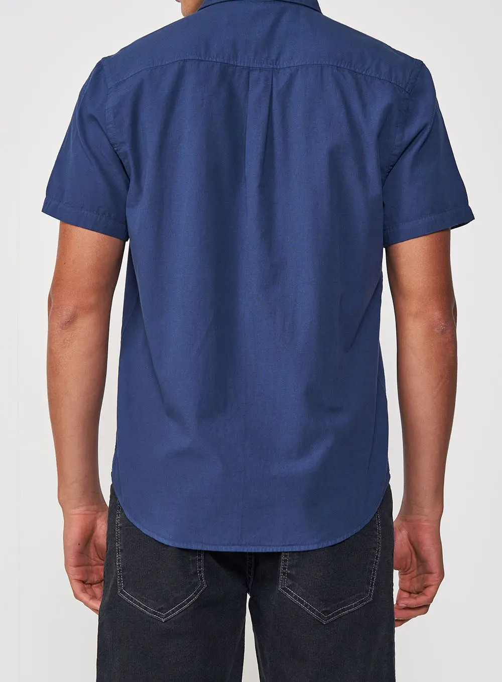 Camisa Manga Curta De Algodão Azul