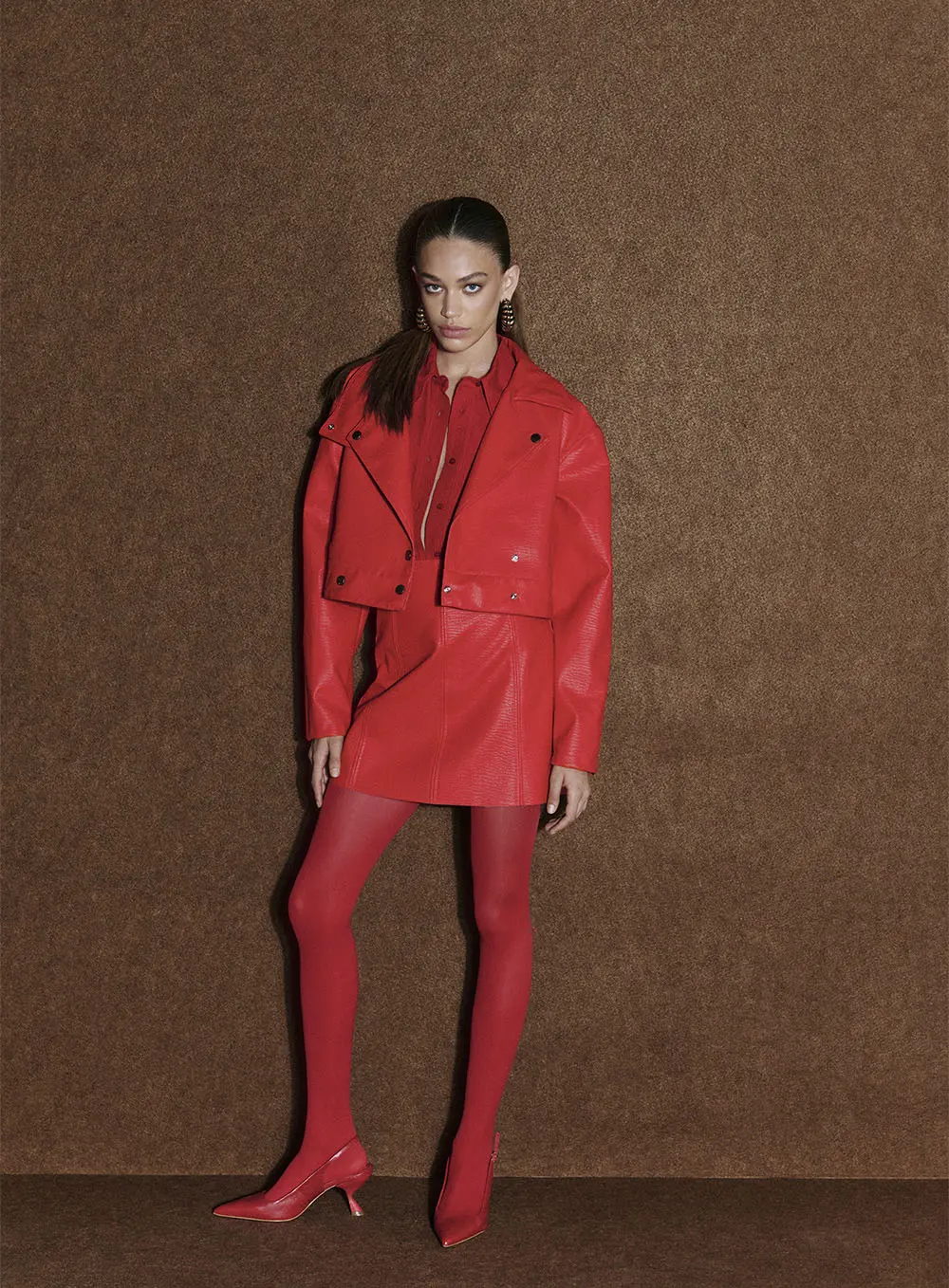Jaqueta Com Material Sintético Vermelho