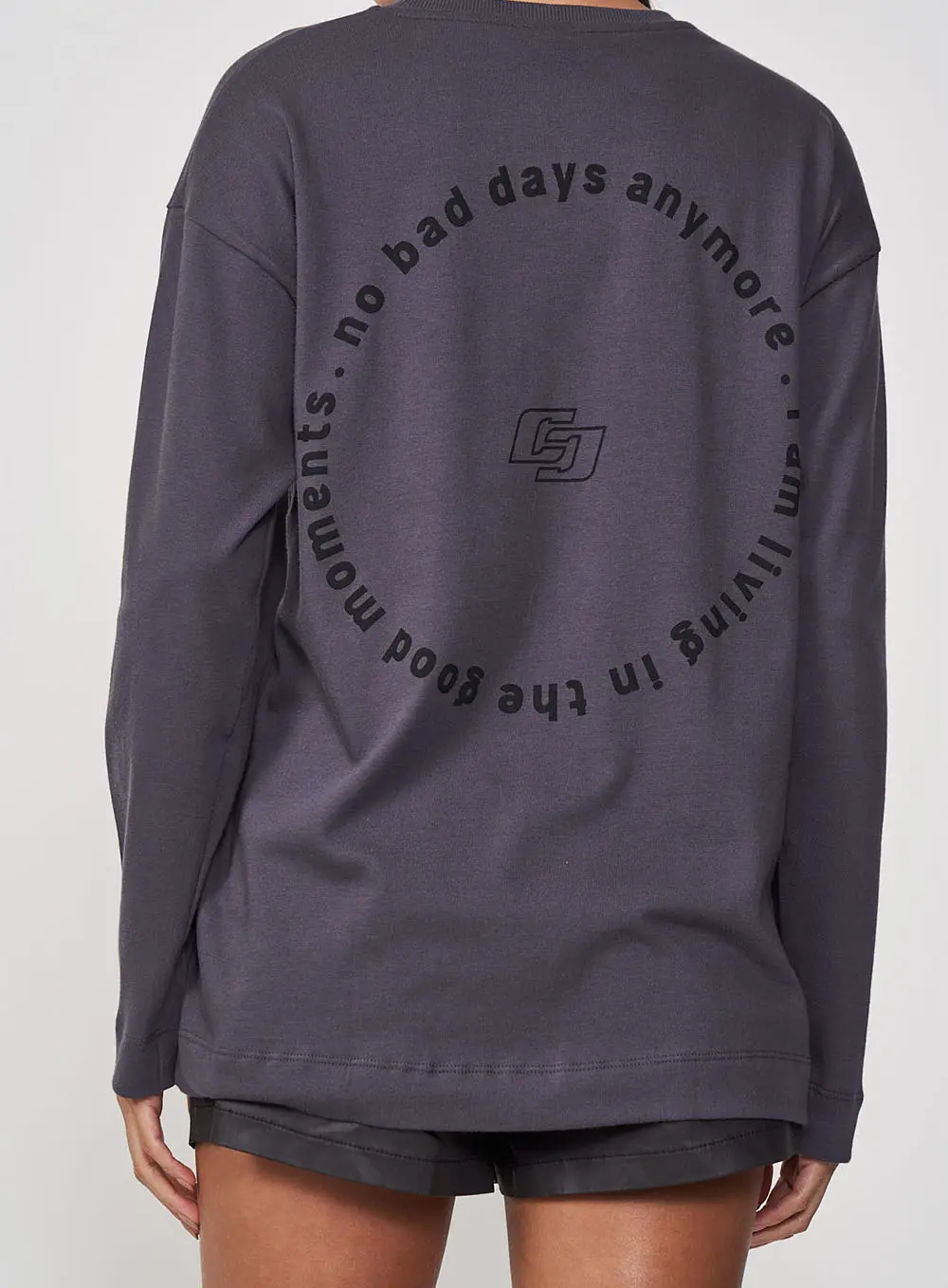 Camiseta Manga Longa Com Estampa CINZA
