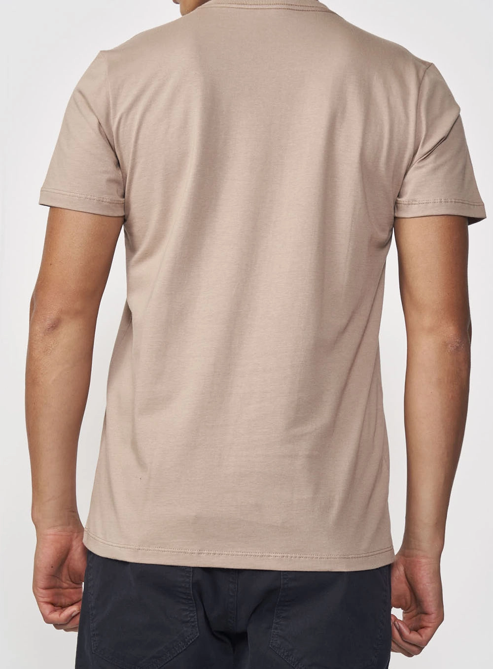 Camiseta Masculina Basic Manga Curta Bege