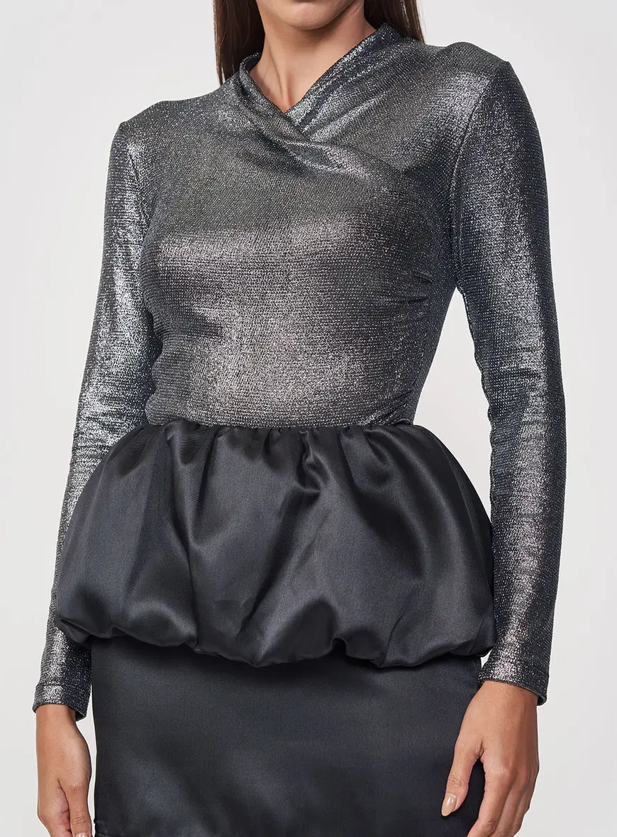 Blusa Feminina Metalizada Manga Longa