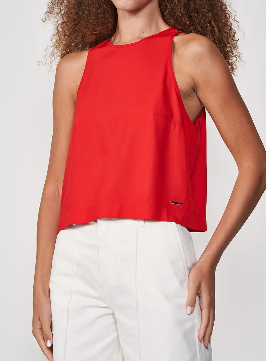 Blusa Feminina Fluida Encurtada Color