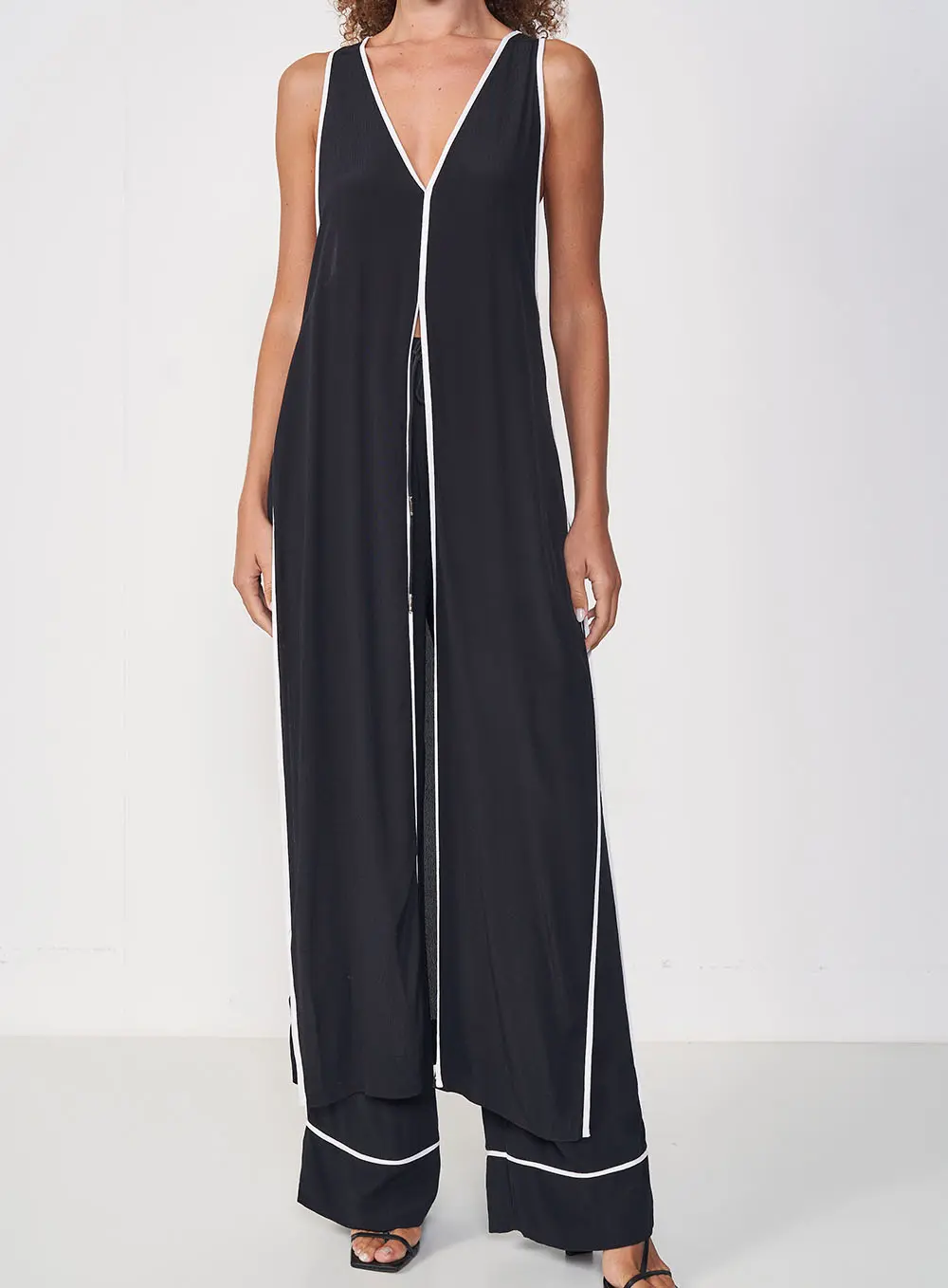 Blusa Longa Com Abertura Preto