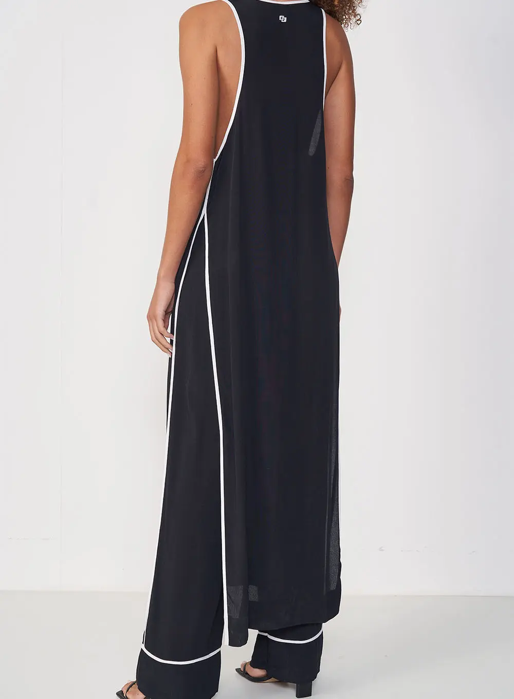 Blusa Longa Com Abertura Preto